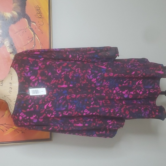 Torrid Rainbow Leopard Georgette Tie Front Blouse Size 5 NWT - Picture 3 of 7